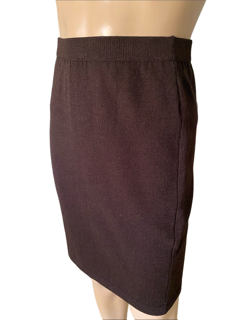 St. John Dark Brown Knit Pencil Skirt
